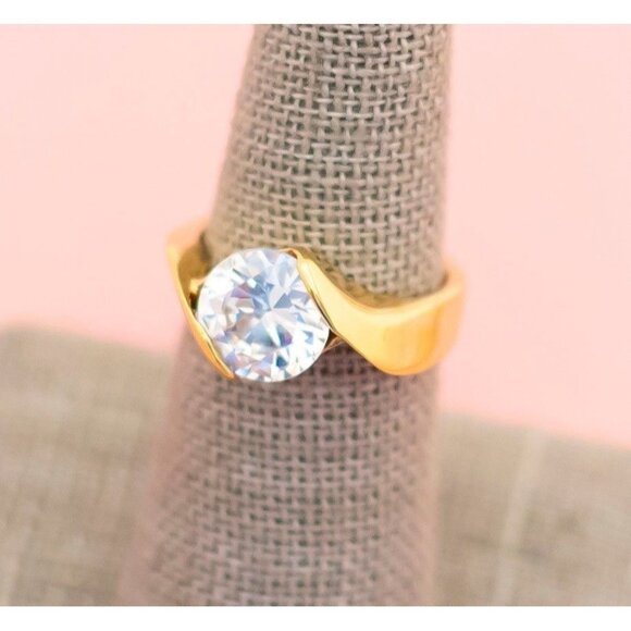 Vintage Sterling Silver Tri-Diamond Rhinestone Ring | Size 7 | H25 - Picture 1 of 3